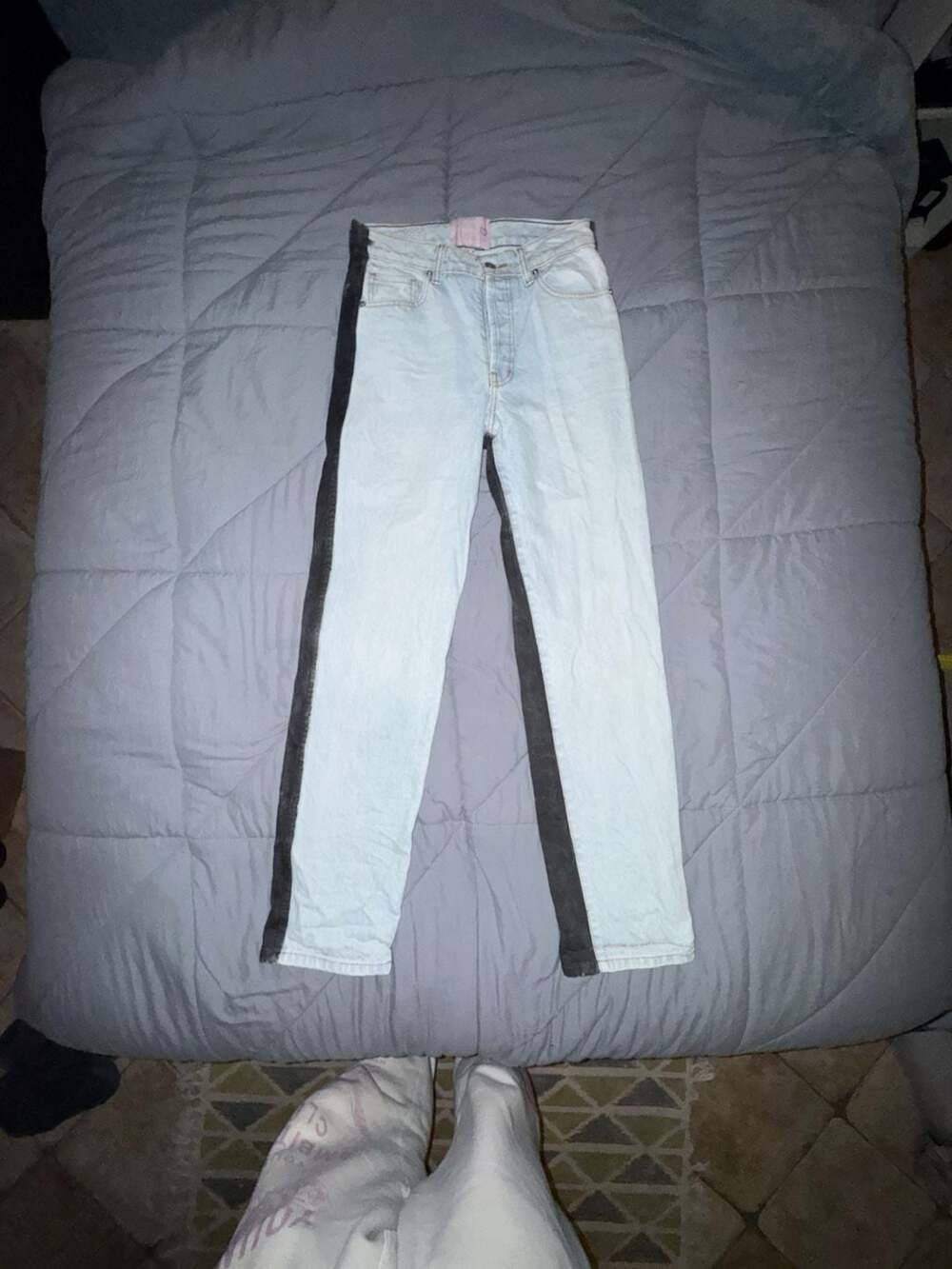 Revice Two Toned Straight Leg Jeans Size 24 Blue 5 Pocket 100% Cotton